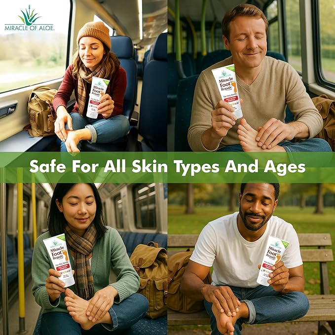 Miracle Foot Repair Cream, 4 oz Repairs Dry Cracked Heels and Feet, Diabetic-Safe, 60% Pure Ultra Aloe Moisturizes, Softens, and Repairs, Relief from Discomfort of Ingrown Toenails (2-Pack)