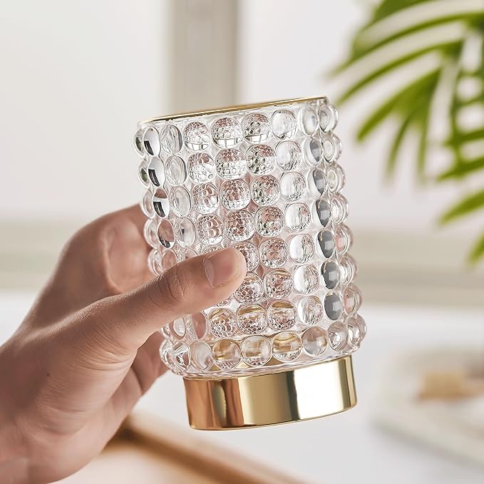 Makeup Brush Holder Organizer,Toothbrush Holders,Desk Pen Pencil Holder,Multifunctional Vintage Glass Brush Cup(A38-1-US/Clear/L)