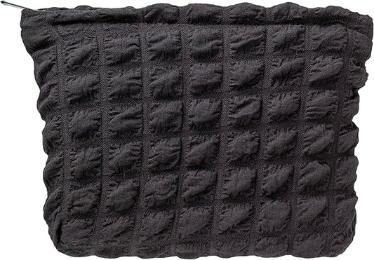 PAZIMIIK Floral Makeup Bag Large Cotton Zipper Pouch for Purse Travel Canvas Make Up Organizer for Women Cosmetic,Bubble Black