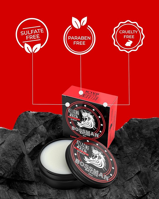 Bossman Relaxing Beard Balm - Beard Tamer, Relaxer, Thickener and Softener Cream - Made in USA (Hammer Scent)