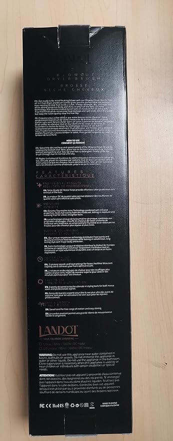 LANDOT Hair Blow Dryer Brush: One-Step Hot Air Brush with 60mm Oval Barrel - 4 in 1 HairDryer Styler and Volumizer for Drying Straightening Curling Volumizing Hair Fight Frizz and Add Volume