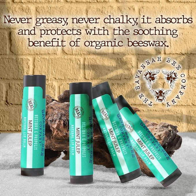 Savannah Bee Company Mint Julep Lip Balm, 0.15-Ounce (Pack of 4)