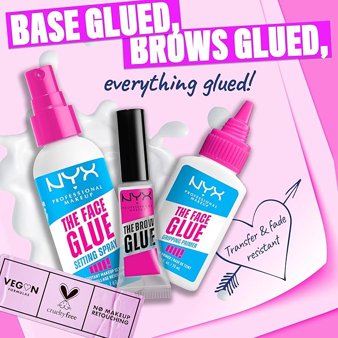 NYX PROFESSIONAL MAKEUP The Face Glue Setting Spray, Transfer-Resistant Waterproof Setting Spray, Up to 24HR Make Up Wear