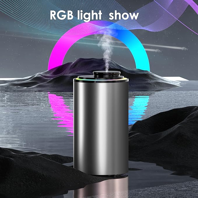 Waterless Essential Oil Diffuser, Portable Aromatherapy Diffuser,3 Countdown Timers & 3 Mist Levels for Home, Room, Car, Office (Grey)