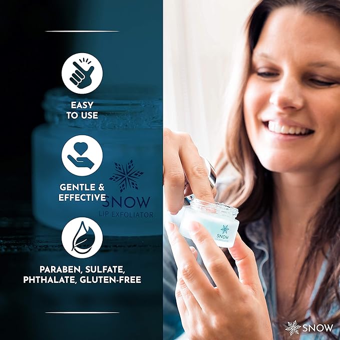 SNOW Lip Exfoliating Sugar Scrub - Lip Scrub Exfoliator for Plump & Soft Lips - Lip Care Product with Jojoba Oil - Moisturize Dry Lips - Lip Care Kit Essential - Lavender & Mint