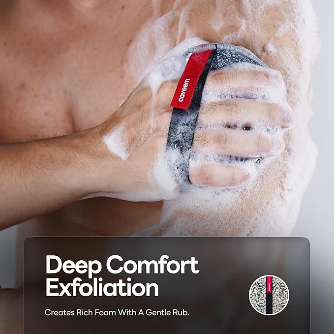 Exfoliating Body Scrubber, Extra Rough Shower Exfoliator Sponge, Body Exfoliating Sponges for Remove Dead Skin, Bath and Body Exfoliate Buffer, Round Sponge for Women (2 Pack)