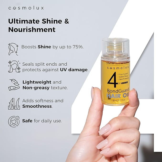 BondGuard Bonding Oil, Heat Protectant & Repair Oil for Damaged, Color-Treated & Frizzy Hair, Adds Shine & Tames Frizz, Lightweight & Vegan - 1.7 fl oz (50 mL)
