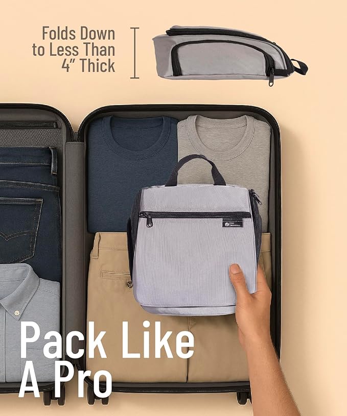 D&D Hanging Travel Toiletry Bag for Men and Women – Large Cosmetics, Makeup and Toiletries Organizer Kit with 10 Compartments, YKK Zippers, XXL Metal Swivel Hook, Water-Resistant Nylon