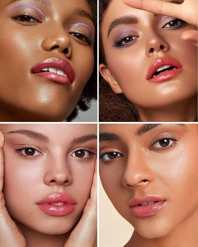 Glimmer Balm, Tinted Lip Balm Long Lasting PH Lipstick, Color Changing Lipstick Natural Chapstick, Glitter Pink Shade Lipstick (Rainbow)