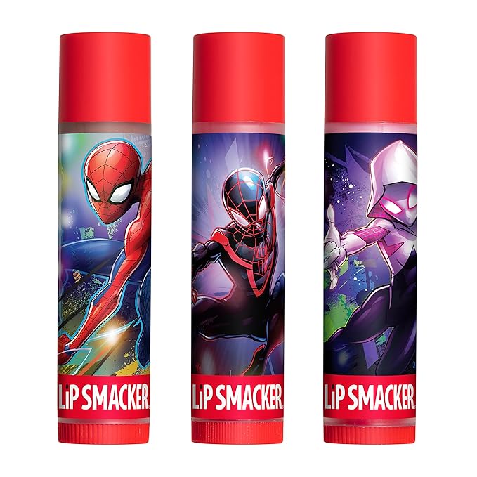Lip Smacker Marvel Spiderman Holiday 3 pcs Flavored Lip Balm Tin, Stocking Stuff For Boys