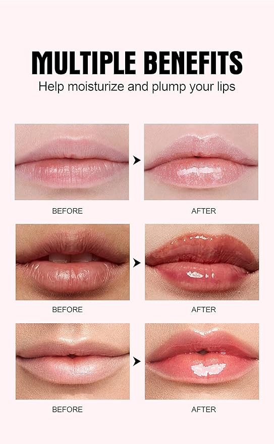 Natural Spicy Lip Plumping Booster Lip Plumping Oil，Lip Plumper Gloss, Ultra-Hydrating & Nourishing Plump and Pout Lip Plumper, Glossy Finish Fuller Lip Plumping Lip Gloss for Women Girls(01#)