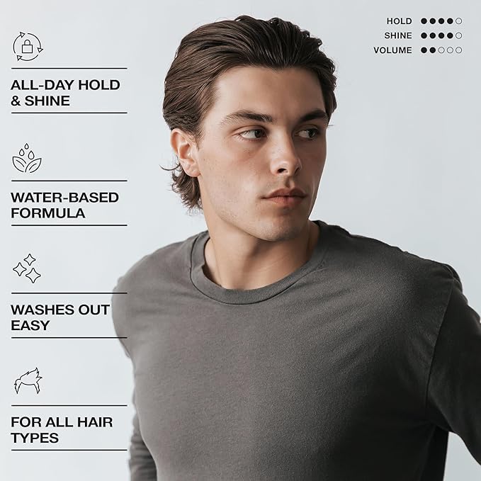 CRVFT Pomade 2oz - Semi-Matte Finish Shine - Original Hold Medium Strength (Gel) – Men’s Styling Product, Barber Approved - Water Based/Soluble - Boss Scented - Straight/Thick/Wavy Hair