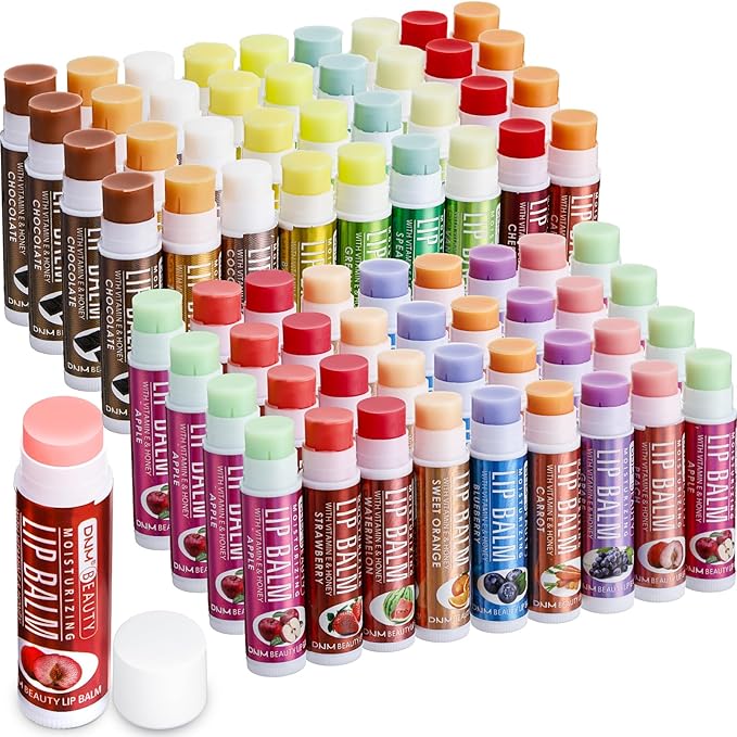 72 Pcs Lip Balm Bulk with Vitamin Assorted Flavored Lip Moisturizer Treatment Natural Ingredients Moisturizing Soothing Chapped Lips