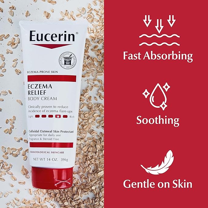 Eucerin Eczema Relief Body Cream, Eczema Cream with Colloidal Oatmeal, Ceramide-3 and Licorice Root Extract, 14 Oz Tube
