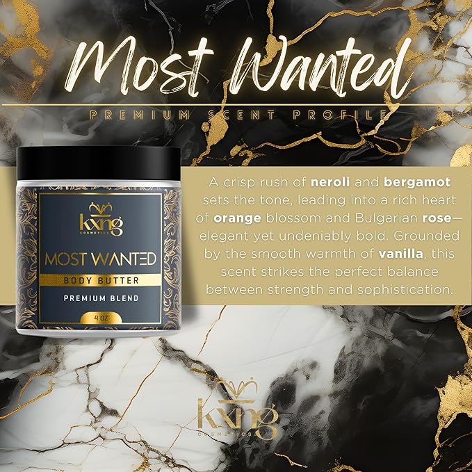 KXNG Cosmetics, Body Butter, Organic Skin Care for Men and Women, Body Moisturizer Lotions and Creams, Raw Shea Butter, Cocoa Butter, Mango, Coconut Oil, Hand, Foot, All Skin Types (Most Wanted XL)