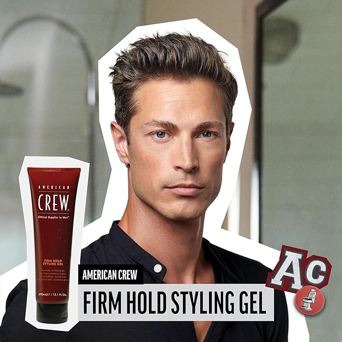 American Crew Men's Hair Gel, Firm Hold, Non-Flaking Styling Product, 13.1 fl oz