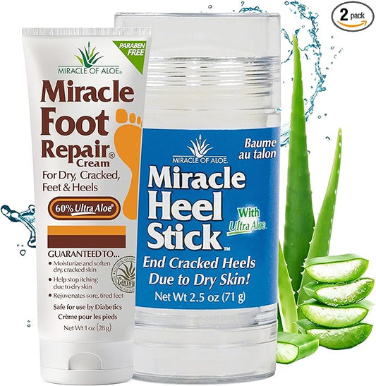 Heel Balm for Dry Cracked Feet - Miracle Heel Stick for Cracked Heel Repair - Heel Balm Stick for Cracked Heel Treatment - Formulated with Pure Aloe Vera, Tea Tree Oil, Shea & Cocoa Butters | 2.5 oz