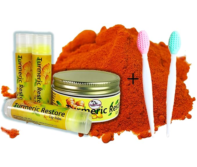 Turmeric Lip balm (3 Pack) | Natural Lip Balm | Organic Lip Balm | Natural Lip Balm | Lip Moisturizer | 100% Natural Ingredients | Habbie Beauty Supplies (5 Pack)