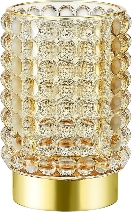 Makeup Brush Holder Organizer,Toothbrush Holders,Desk Pen Pencil Holder,Multifunctional Vintage Glass Brush Cup(A38-3-US/Gold/L)