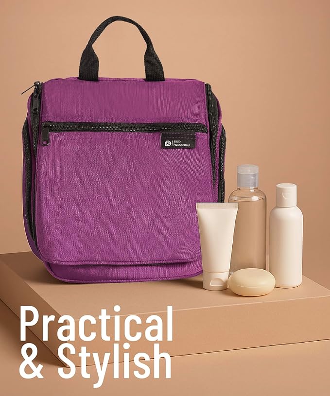 D&D Hanging Travel Toiletry Bag for Men and Women – Large Cosmetics, Makeup and Toiletries Organizer Kit with 10 Compartments, YKK Zippers, XXL Metal Swivel Hook, Water-Resistant Nylon