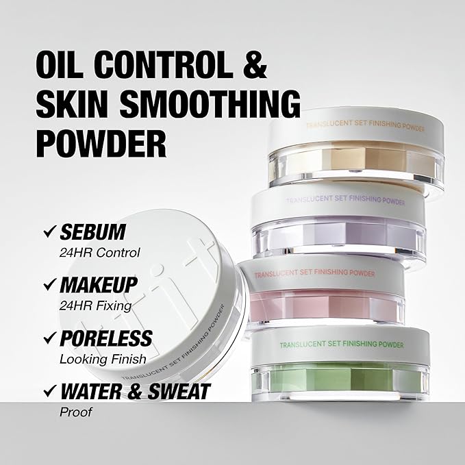 TFIT Translucent Set Finishing Powder - Sebum Control Face Loose Powder, Matte & Silky Finish, Lightweight, Long-lasting, Korean Makeup Setting Powder (2.1 Medium Beige, 0.24 Oz.)