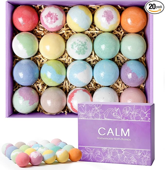 20PCS Bath Bombs for Women Presents Set Natural Wonderful Fizz Effect Bath Bomb with Shea Butter & Essential Oils, Bubble Bath Mothers Day Presents for Mom, Wife, Girlfriend