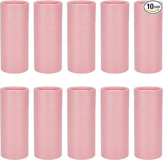 NICENEEDED 10 Pcs 30ml Empty Kraft Paper Jar Tube, Pink Round Paper Cardboard Containers With Lid, Essential Oil Bottle Packaging Case Gift Paper Tube for Pencils Tea Caddy Coffee Cosmetic Crafts