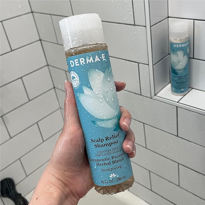 Derma E Scalp Relief Shampoo with Psorzema Herbal Blend – All Natural Scalp Treatment & Dandruff Shampoo – Soothes Itchy Scalp and Promotes Scalp Health, 10 Fl oz