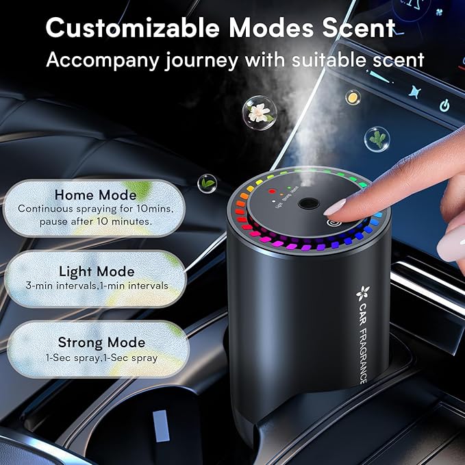 Smart Car Air Freshener, New Ultrasonic Car Diffuser, Star Projector & RGB Voice-Activated, 5S Full Odor Clean, 3 Mode & Auto On/Off, 50ML Refillable Scent Long Lasting Up to 135 Days - Cologne