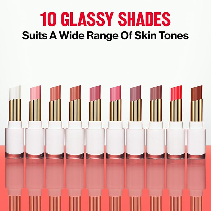 REVLON Super Lustrous Glass Shine Balm, Hydrating Tinted Lipstick, Sheer, Glossy Shiny Finish, 007 Glazed Mauve, 0.11 oz