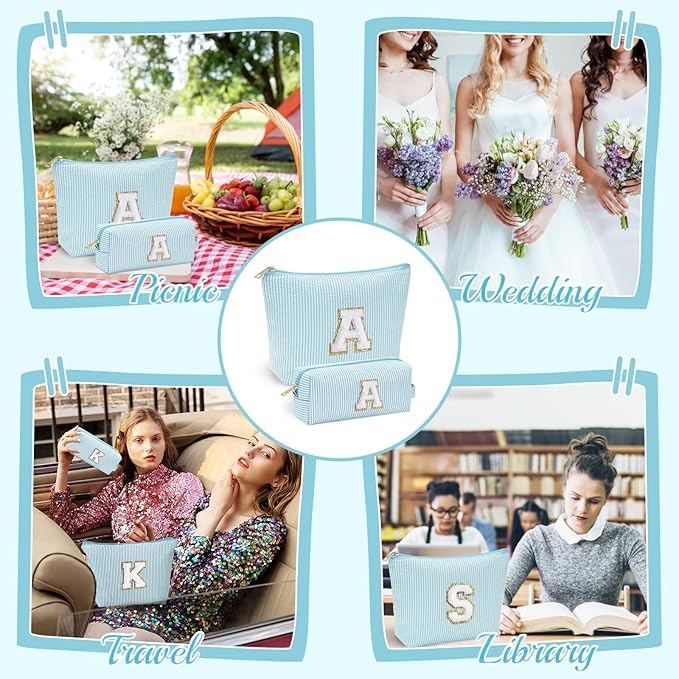 YOOLIFE Tween Girls Trendy Stuff - Birthday, Graduation, Mother's Day, Bridesmaid Gifts for Women, Teachers, Sisters - Initial Makeup Bag Cosmetic Travel Bag R