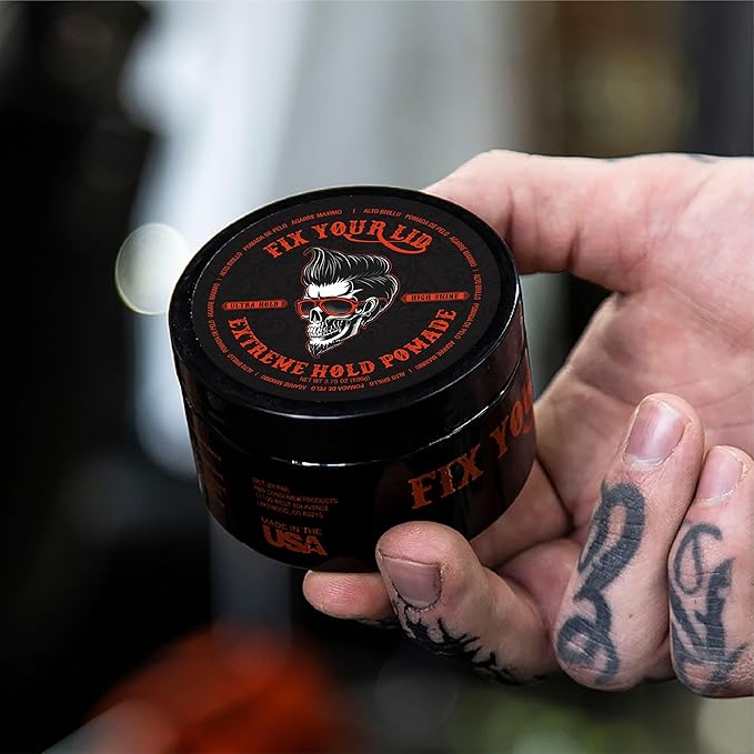 Fix Your Lid Extreme Hold Hair Pomade For Men - High Shine Water Based Hair Gel 3.75 oz - Easy To Wash Out