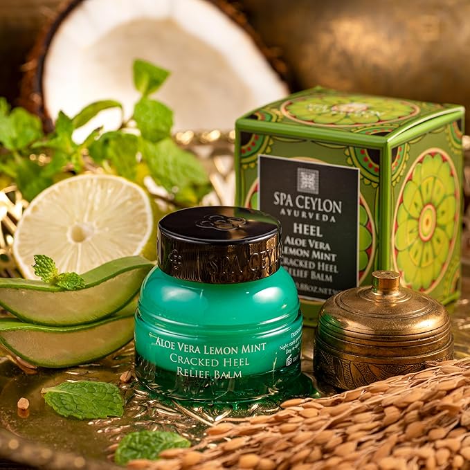 SPA CEYLON Aloe Vera Lemon Mint Cracked Heel Relief Balm | Vegan, Organic Heel Cream for Cracked Heel & Dry Feet, 25g