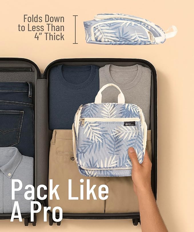 D&D Hanging Travel Toiletry Bag for Men and Women – Large Cosmetics, Makeup and Toiletries Organizer Kit with 10 Compartments, YKK Zippers, XXL Metal Swivel Hook, Water-Resistant Nylon