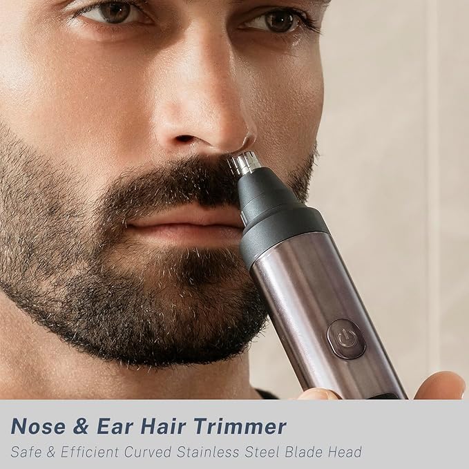 Beard Trimmer for Men Hair Clippers Set with Precise Dial Adjustable 20 Settings, All-in-One Electric Shavers Grooming Kit for Face Bald Head Nose Full Body, IPX7 Waterproof Wet/Dry, USB-C Charge Dock