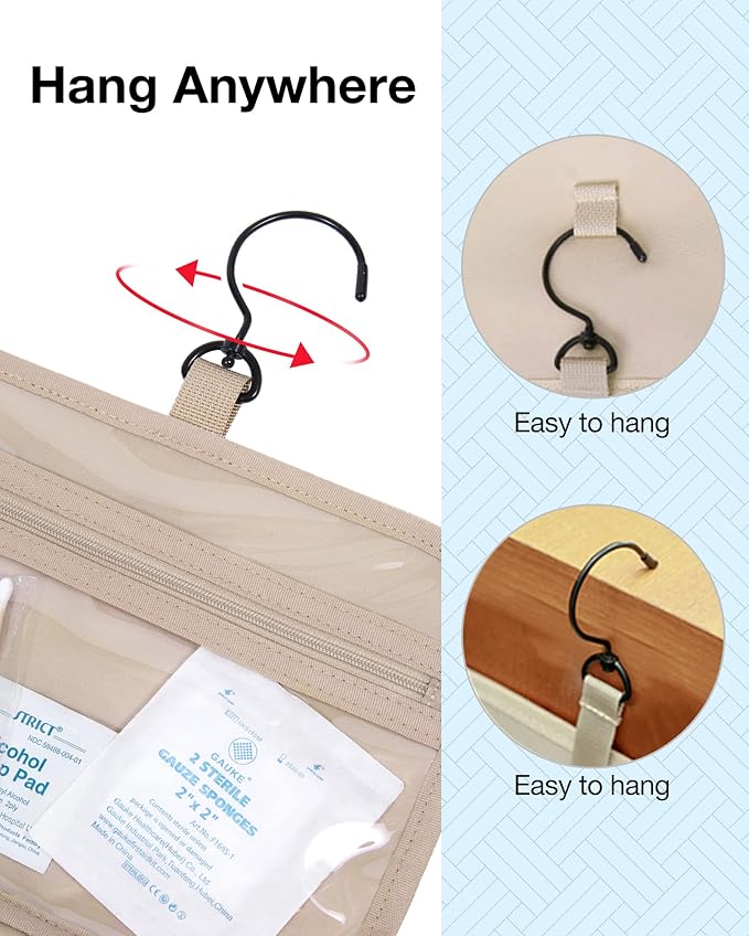 BAGSMART Hanging Travel Toiletry Organizer - Cosmetic Bag for Full Sized Toiletries, Basic-Black