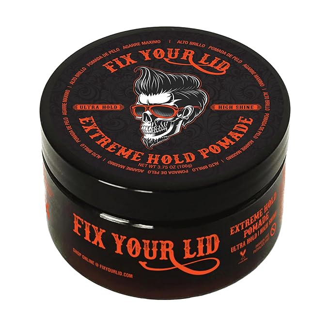 Fix Your Lid Extreme Hold Hair Pomade For Men - High Shine Water Based Hair Gel 3.75 oz - Easy To Wash Out