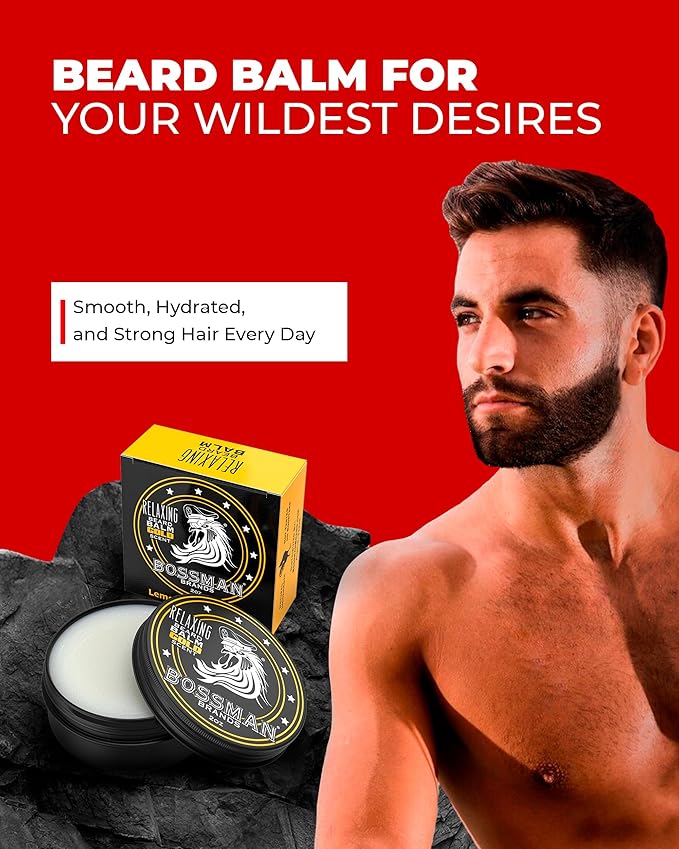 Bossman Relaxing Beard Balm for Men (Royal Oud Scent) – Tames, Relaxes, Thickens & Softens for Ultimate Beard Care – Made in USA