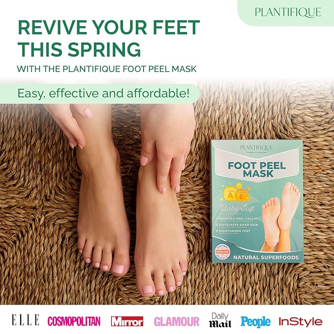 PLANTIFIQUE Foot Peeling Mask 1 Pair | Dermatologically Tested Repairs Heels & Removes Dry Dead Skin for Baby Soft Feet | Exfoliating Foot Peel Mask for Dry Cracked Feet | Jasmine