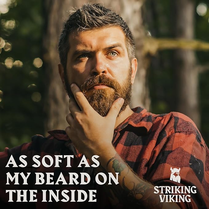 Striking Viking Sandalwood Beard Oil for Men - 2 Fl Oz, Sandalwood Scent - Natural Hydrating & Softening Beard Care with Argan, Jojoba, Almond & Tea Tree - Non-Greasy, Fast-Absorbing Formula