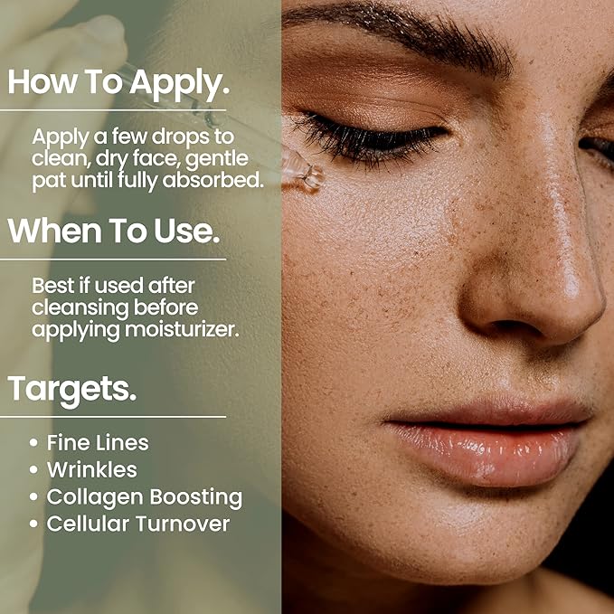 Collagen Peptide Serum for Face, Daily Firming, Lifting and Wrinkle Reducing Facial Serum with Marine Derived Collagen and Hyaluronic Acid 1 oz