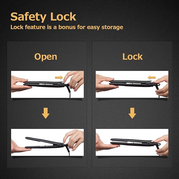 Mini Flat Iron, 0.7 Inch Mini Hair Straightener, Small Flat Iron for Short Hair,Curls Bangs, Dual Voltage Travel Hair Straightener（Black）