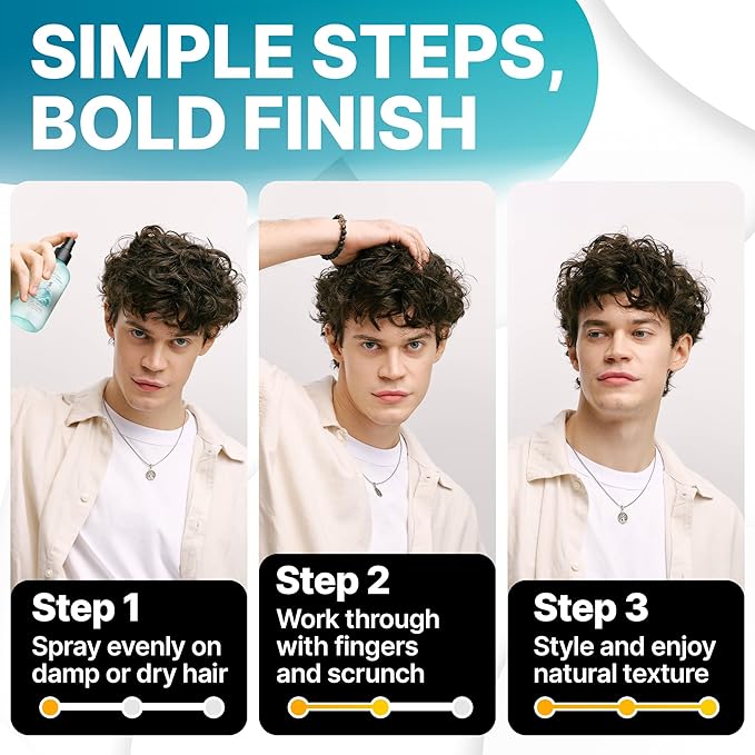 2-in-1 Texturizing Sea Salt Spray for Men, Women - Beach Waves & Curly Hair Spray Extra Hold, Low-Shine - Hair Volumizer for Fine Hair - Travel Hairspray for Women & Men - 16 Fl Oz, 2 Pack