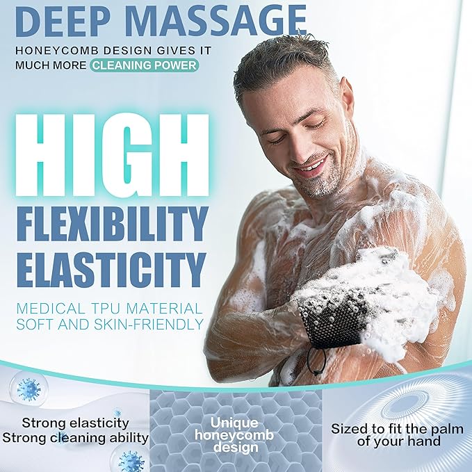 Bath Mitt - Exfoliating Glove, Honeycomb Body Scrubber,Massage Body Scrub Gloves for Home Spa,Mitt Sponges for Cleaning Body,Deep and Gentle,Fast foaming (White(Softer,Medium Size))