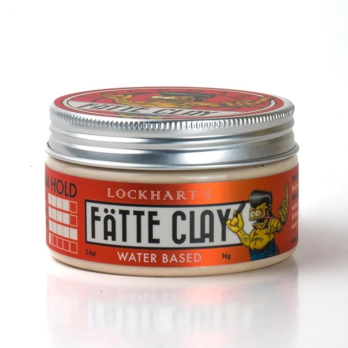 Lockhart’s Fätte Clay - Pomade For Men (3.4oz) – All-Day Hold, Natural Finish, Insane Texture and Volume – Smooth, Easy Application - Wicked Hold Without The Crunchy Hair – Sandalwood Scent