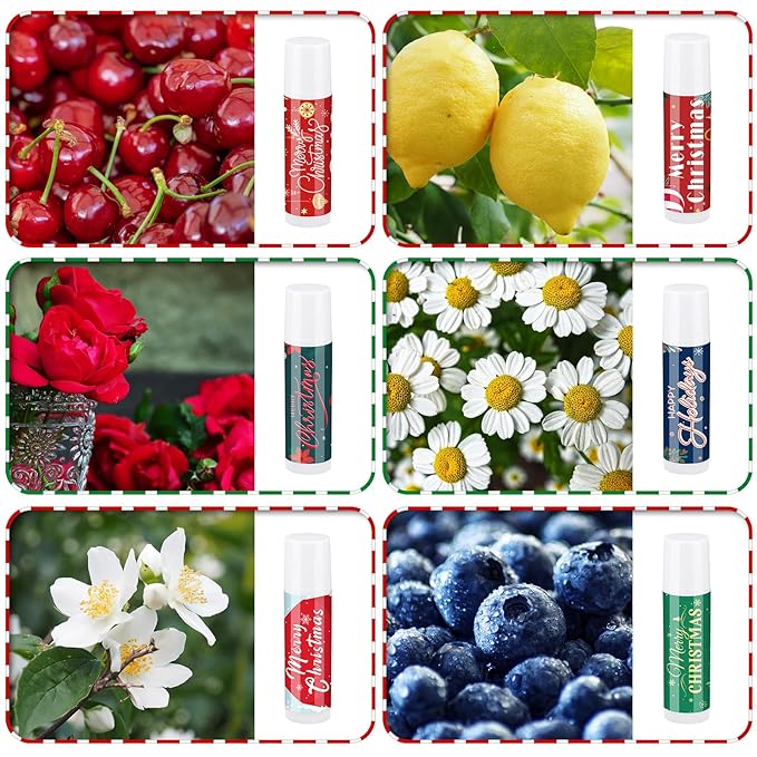 36 Pcs Lip Balm Bulk Easter Basket Stuffers Christmas Gifts for Kids Holiday Lip Balm Moisturizing Stick Lip Care Multipack Flavored Lip Balm for Party Supplies in 6 Flavors (Santa Claus)