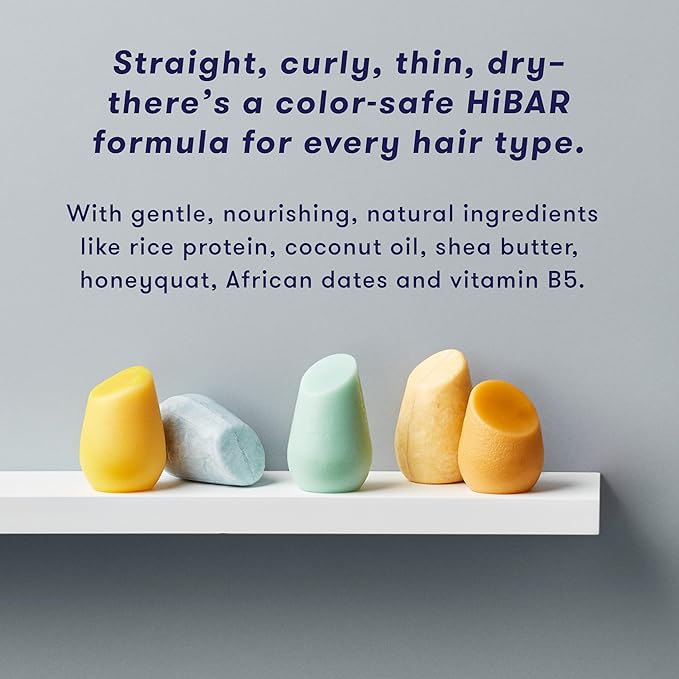 HiBAR - Volumize Shampoo & Conditioner Set - For Fine, Flat Hair - Add Body, Definition & Volume - African Dates & Vitamin B5 - Plastic, Soap, Paraben & Sulfate-Free - Color Safe & Vegan -2 Solid Bars