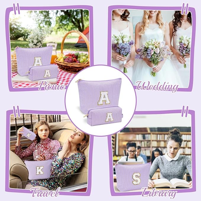 YOOLIFE Makeup Travel Bag Makeup Pouch - Initial Travel Makeup Bag Cosmetic Bag Birthday Gift Wedding Gifts Cute Bridesmaid Gifts Friend Birthday Gifts for Women Her Gifts for Teenage Girls W