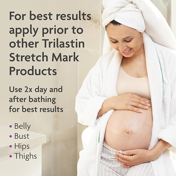 TriLASTIN Stretch Mark Cream for Pregnancy - 5.5 Oz & 3 Oz Hydro-Thermal Accelerator & Absorption Serum - Intensive Moisturizing Formula with Hyaluronic Acid - Prevent Stretch Marks During Pregnancy