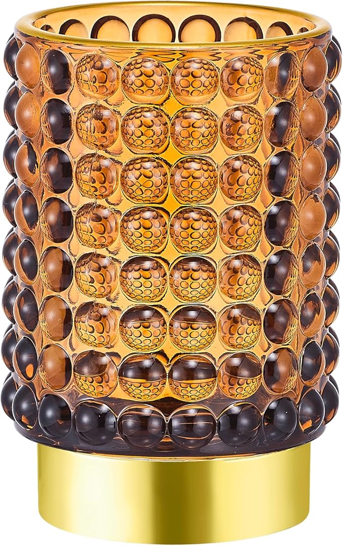 Makeup Brush Holder Organizer,Toothbrush Holders,Desk Pen Pencil Holder,Multifunctional Vintage Glass Brush Cup(A38-9-US/Brown/L)